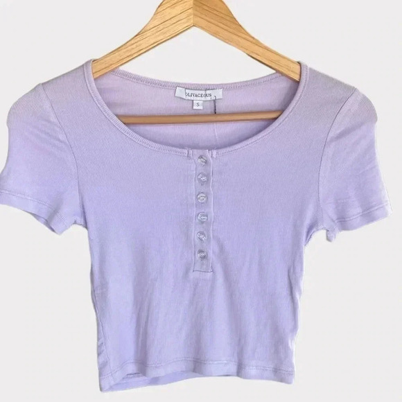 Olivaceous Short Sleeve Crop Top in Purple Size Small - Picture 2 of 6